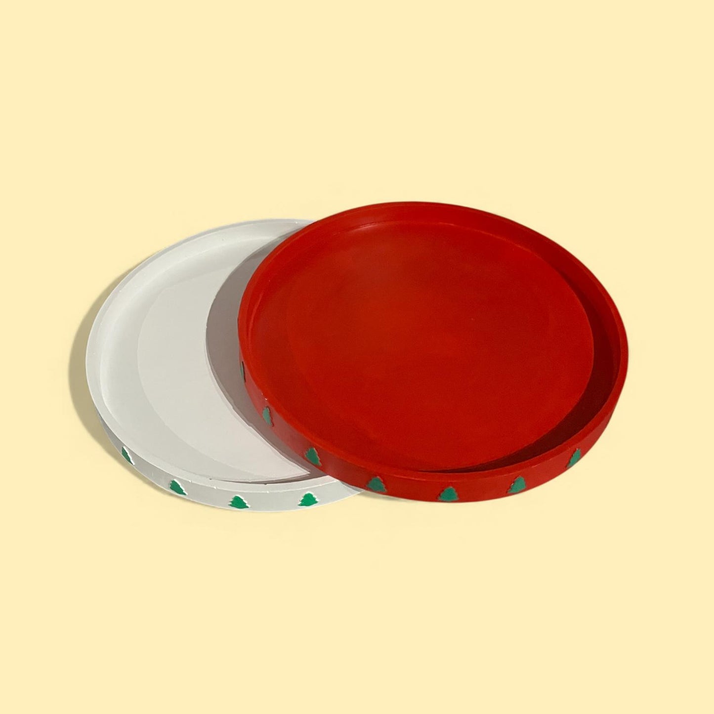 Vassoio tondo con alberelli di natale