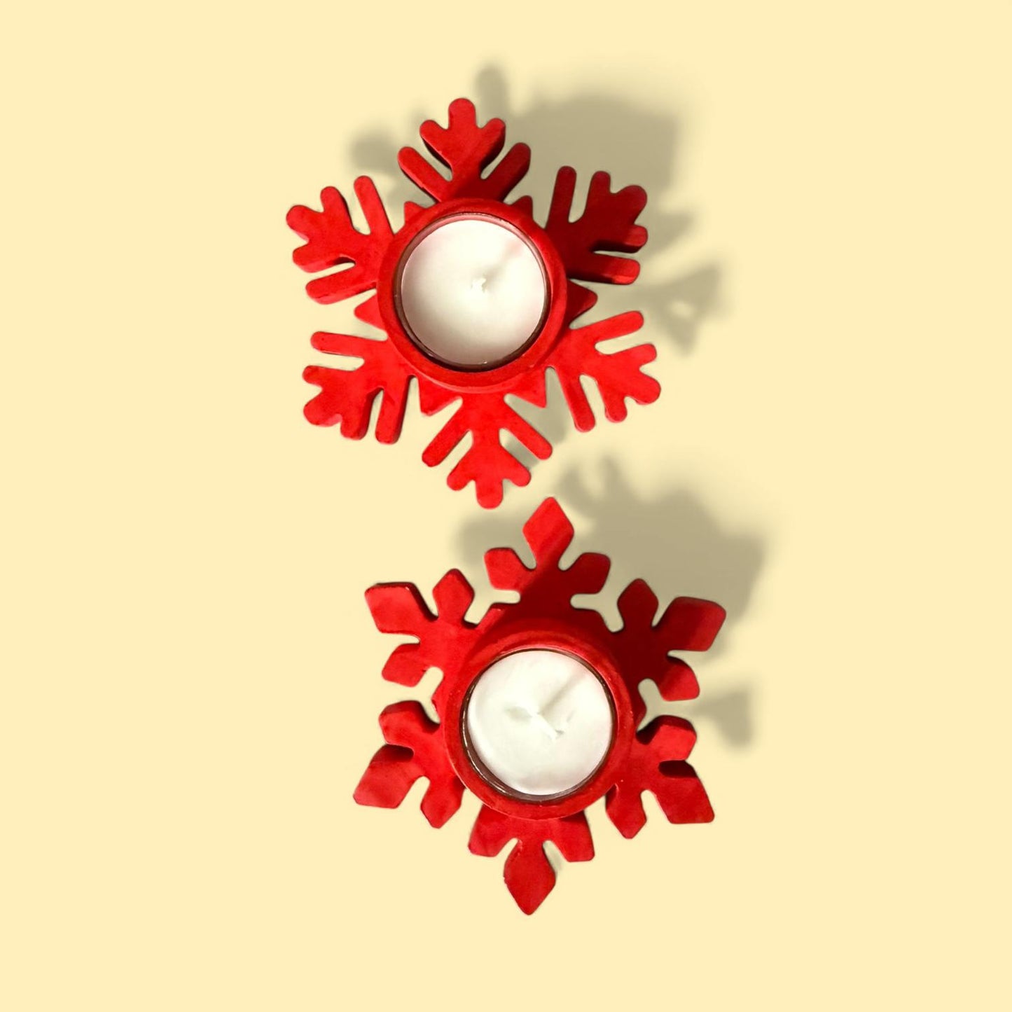 Porta candele fiocco di neve con candela profumata